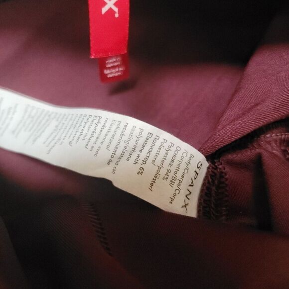 Spanx Faux Patent Leather Leggings Medium Burgundy Red - Picture 5 of 8